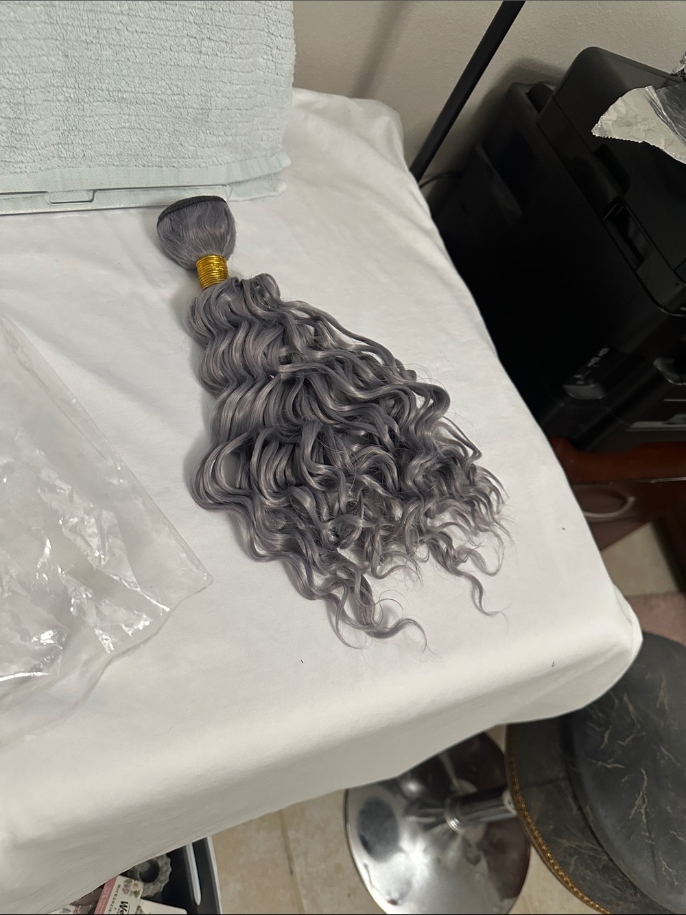 Wavy Synthetic Hair Bundle in Silver Gray NWT
